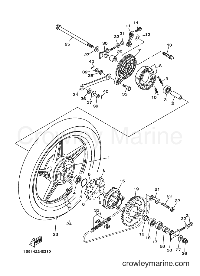 2006 Scooter T135SEC - T135SEC (1S92) [010] - REAR WHEEL FOR CAST WHEEL