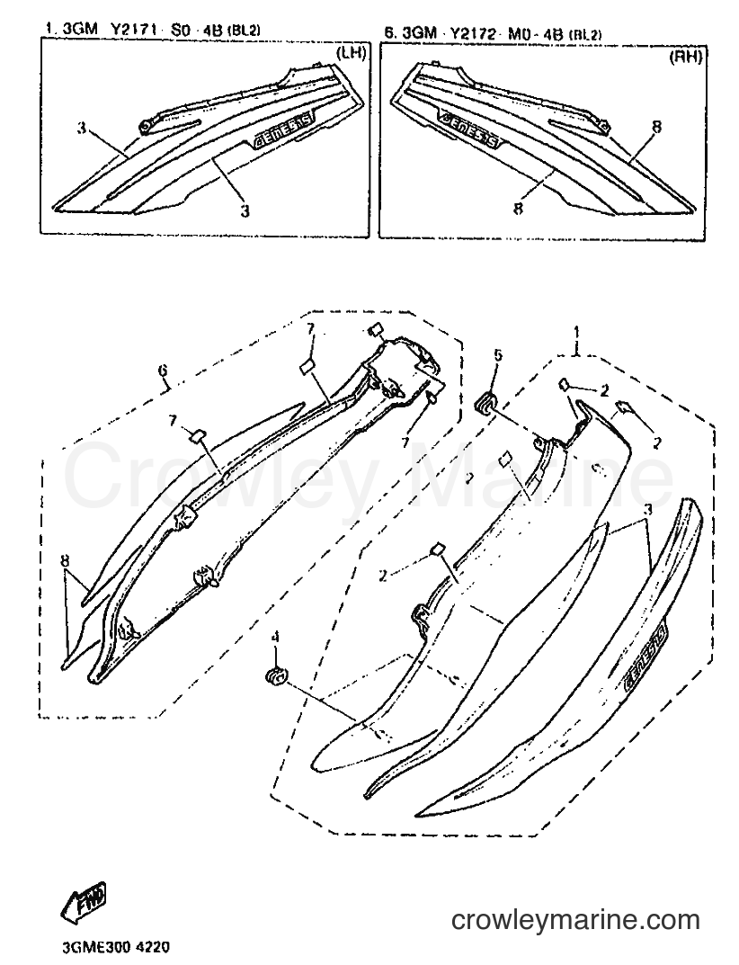 Yamaha Motors FZR1000 (3LH6) [999] - SIDE COVER