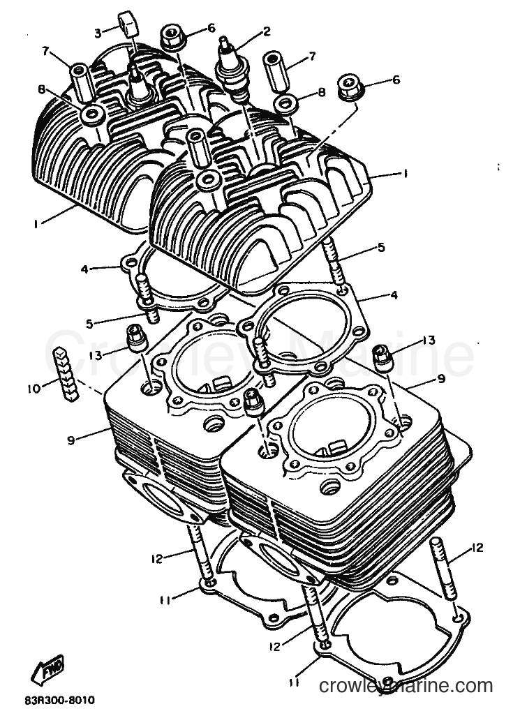 1991 Snowmobile VK540E - VK540E (86V3) [010] - CYLINDER HEAD