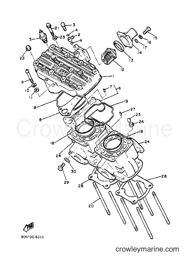 1991 Snowmobile VMX540 - VMX540 (88D1) [010] - CYLINDER HEAD