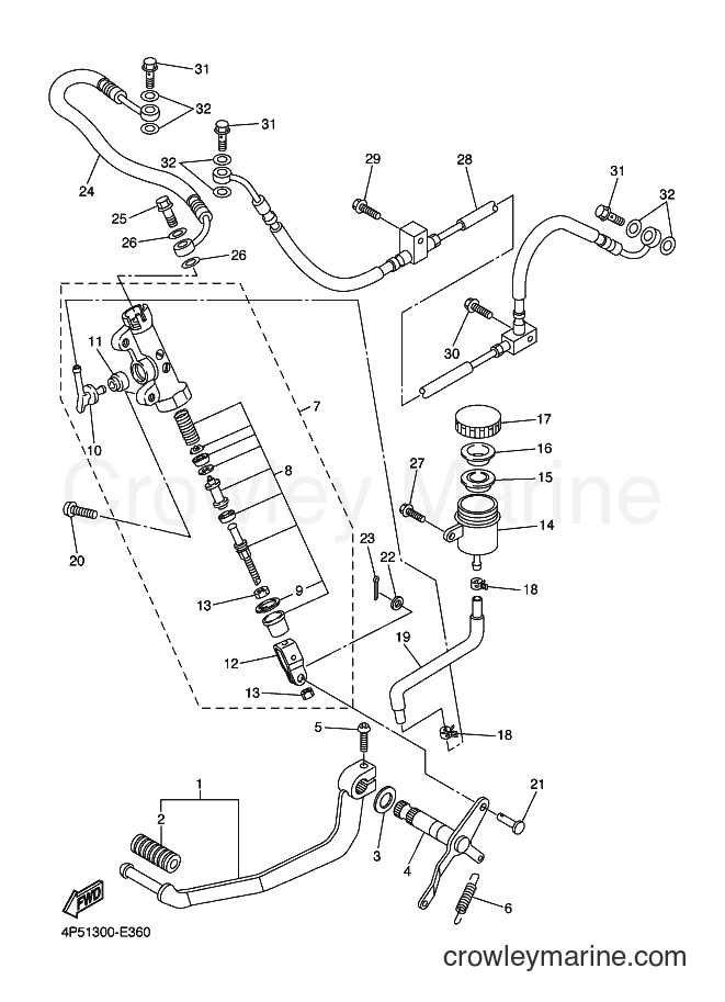 Yamaha Motors FZ6-SA (4P51) [090] - REAR MASTER CYLINDER