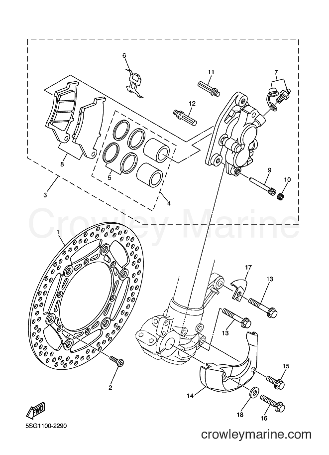 2003 Dirt Bike YZ250F - YZ250F (5UL2) [050] - FRONT BRAKE CALIPER