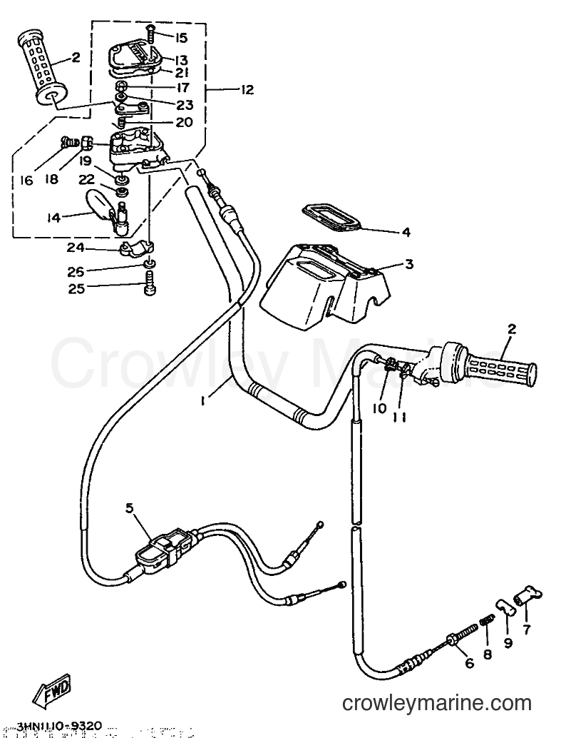 1989 ATV YFM350FW - YFM350FW (3HN2) [010] - STEERING HANDLE & CABLE
