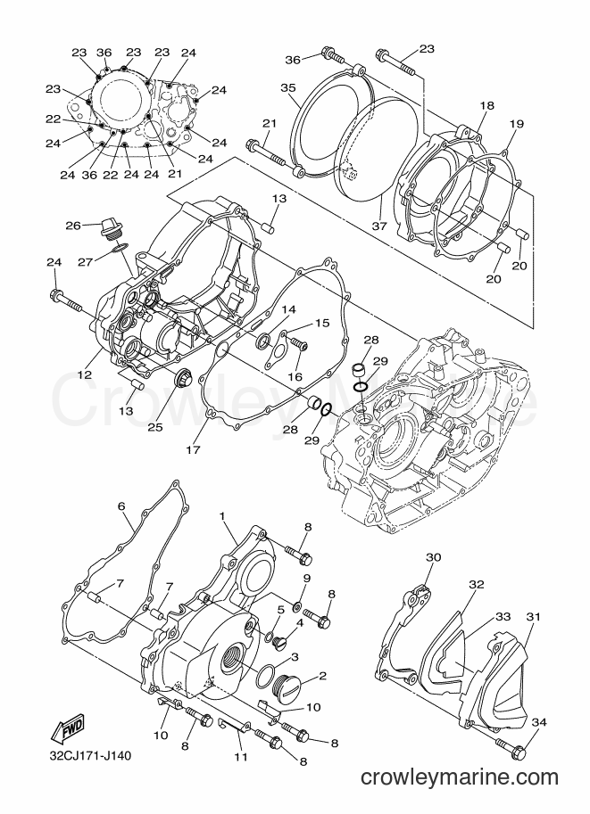 2014 Dirt Bike WR250R - WR250R (3D7C) [010] - CRANKCASE COVER 1