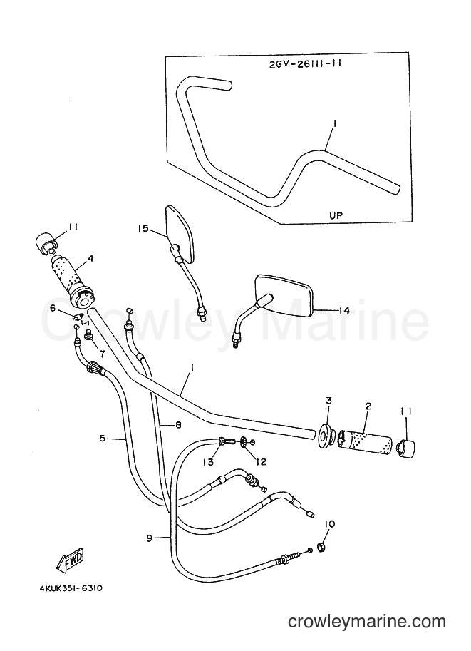 Fuyu様 STEERING HANDLE & CABLE - 1996 Cruiser XV535 (XV535 (4KUH