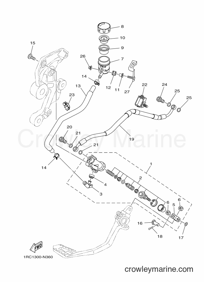 2014 Street Bike MT09 - MT09 (1RCD) [010] - REAR MASTER CYLINDER
