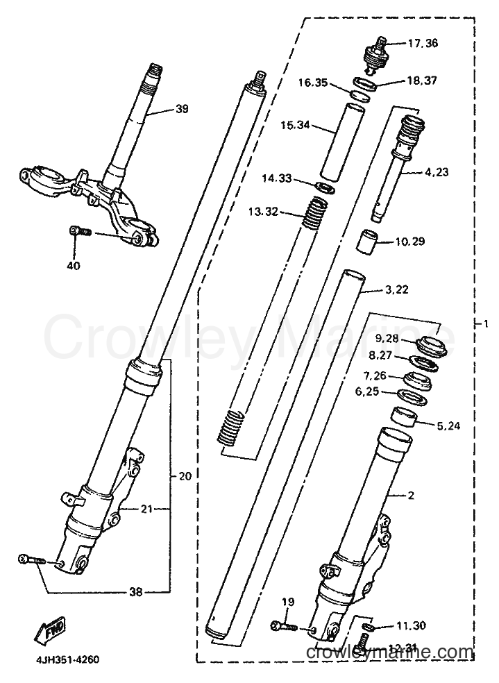 1995 Sport Bike YZF600R - YZF600R (4NE1) [010] - FRONT FORK