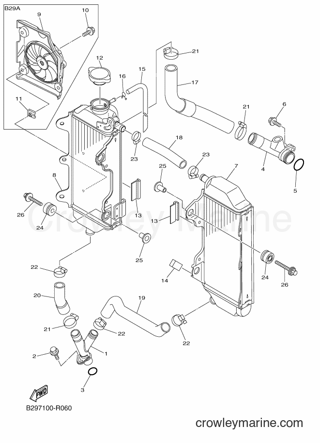 Yamaha Motors YZ250FX (B298) [010] - RADIATOR & HOSE