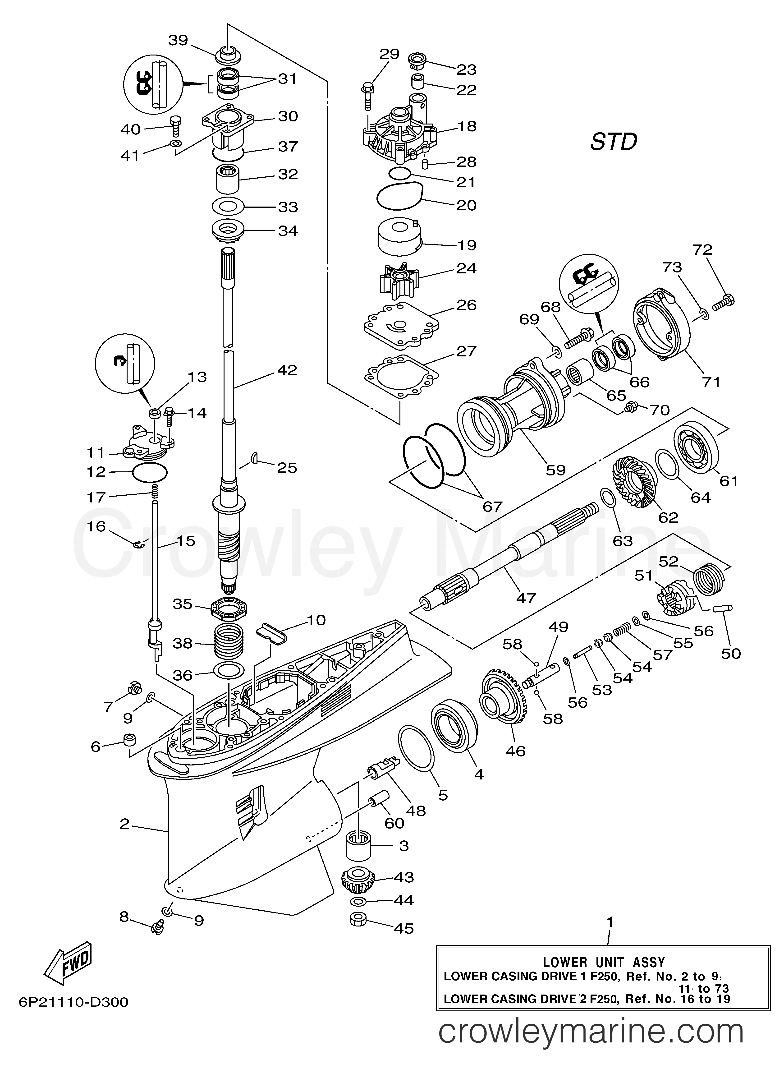 Yamaha Motors F250TURD - LOWER CASING DRIVE 1