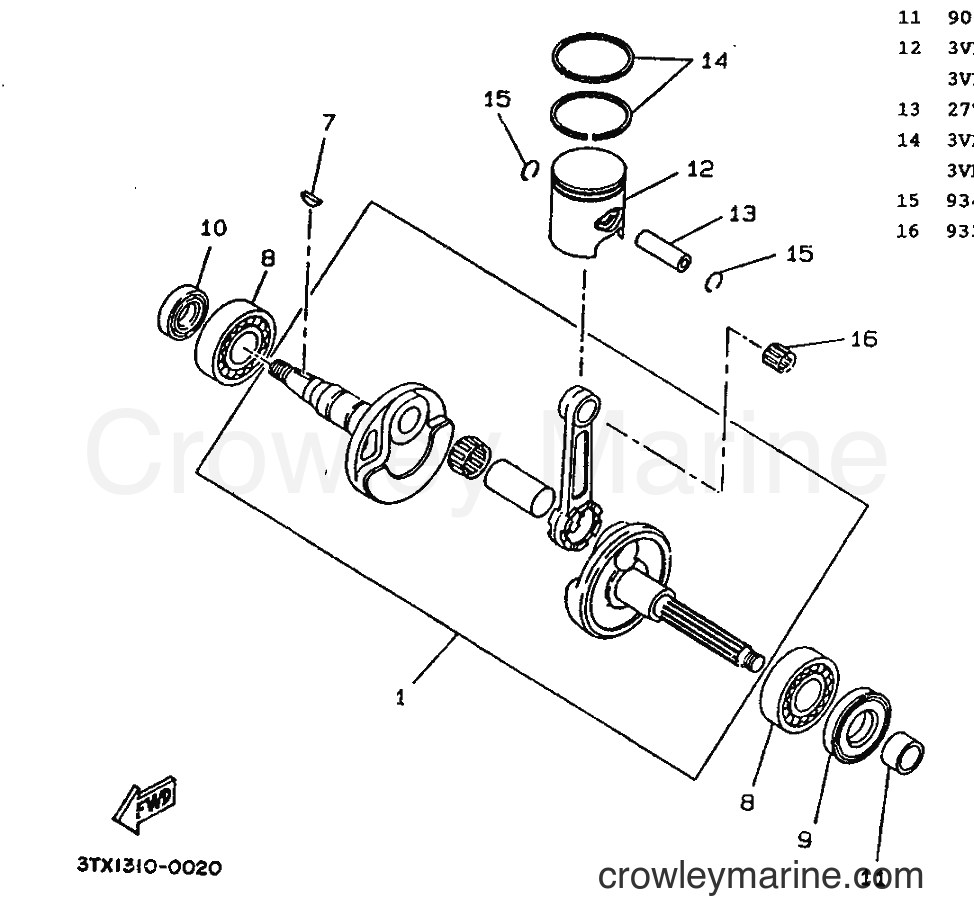 1990 Scooter CW50 - CW50 (3WV1) [999] - CRANKSHAFT & PISTON