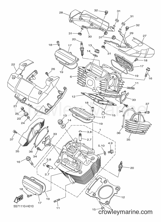 Yamaha Motors XVS950A (5S7C) [010] - CYLINDER HEAD
