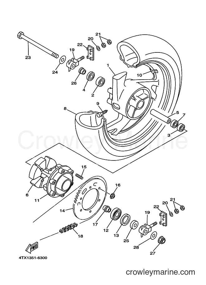 Yamaha Motors TDM850 (4TX1) [090] - REAR WHEEL
