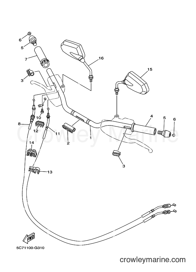 Yamaha Motors XV1900CU (29PU) [010] - STEERING HANDLE & CABLE