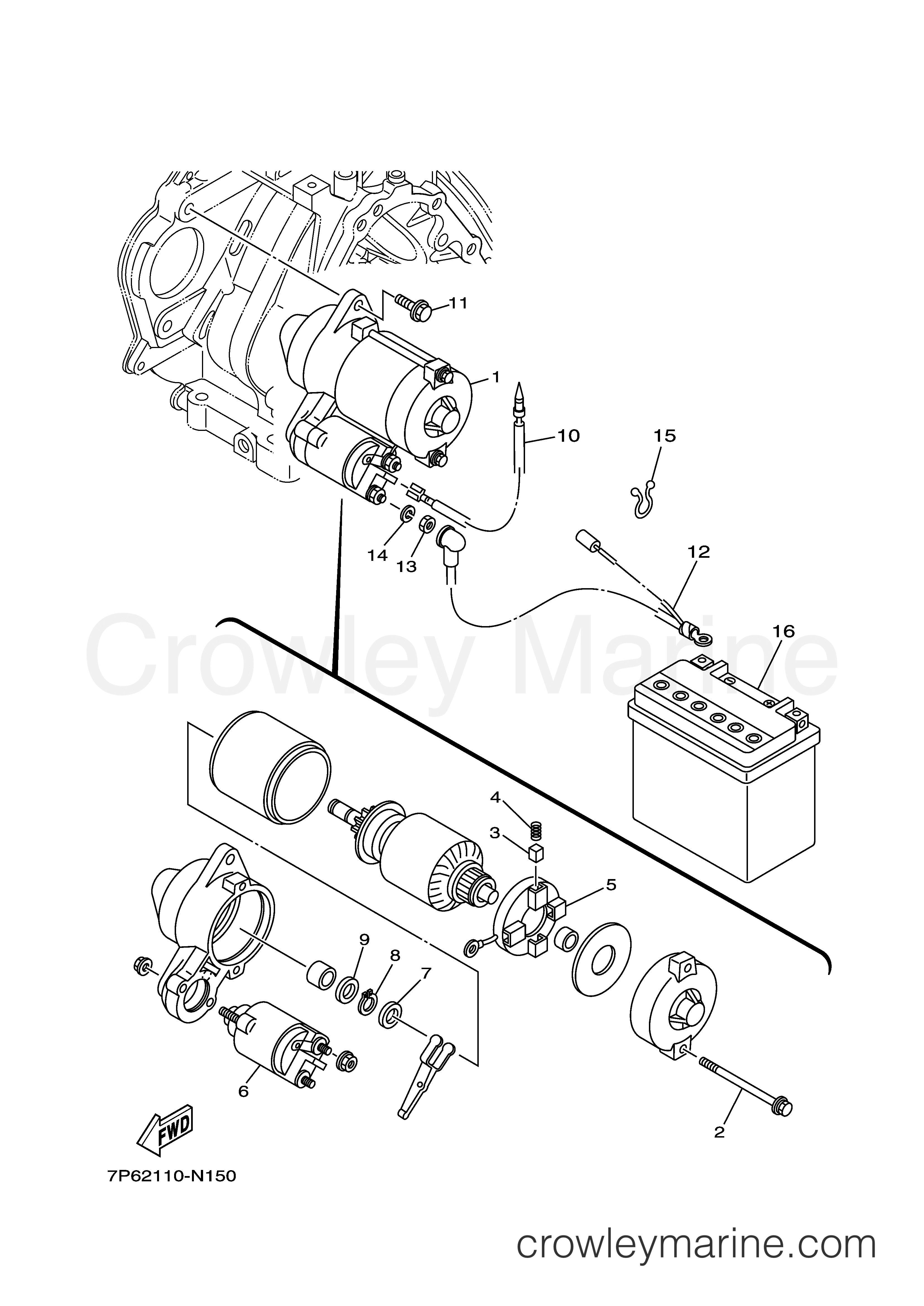 STARTING MOTOR 2014 Generator 7200 EF7200DE Crowley Marine