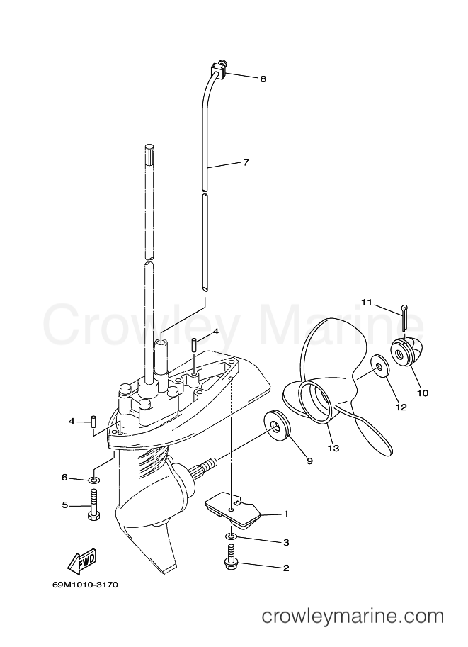 Yamaha Motors F2AMHS (6S76) [100] - LOWER CASING & DRIVE 2