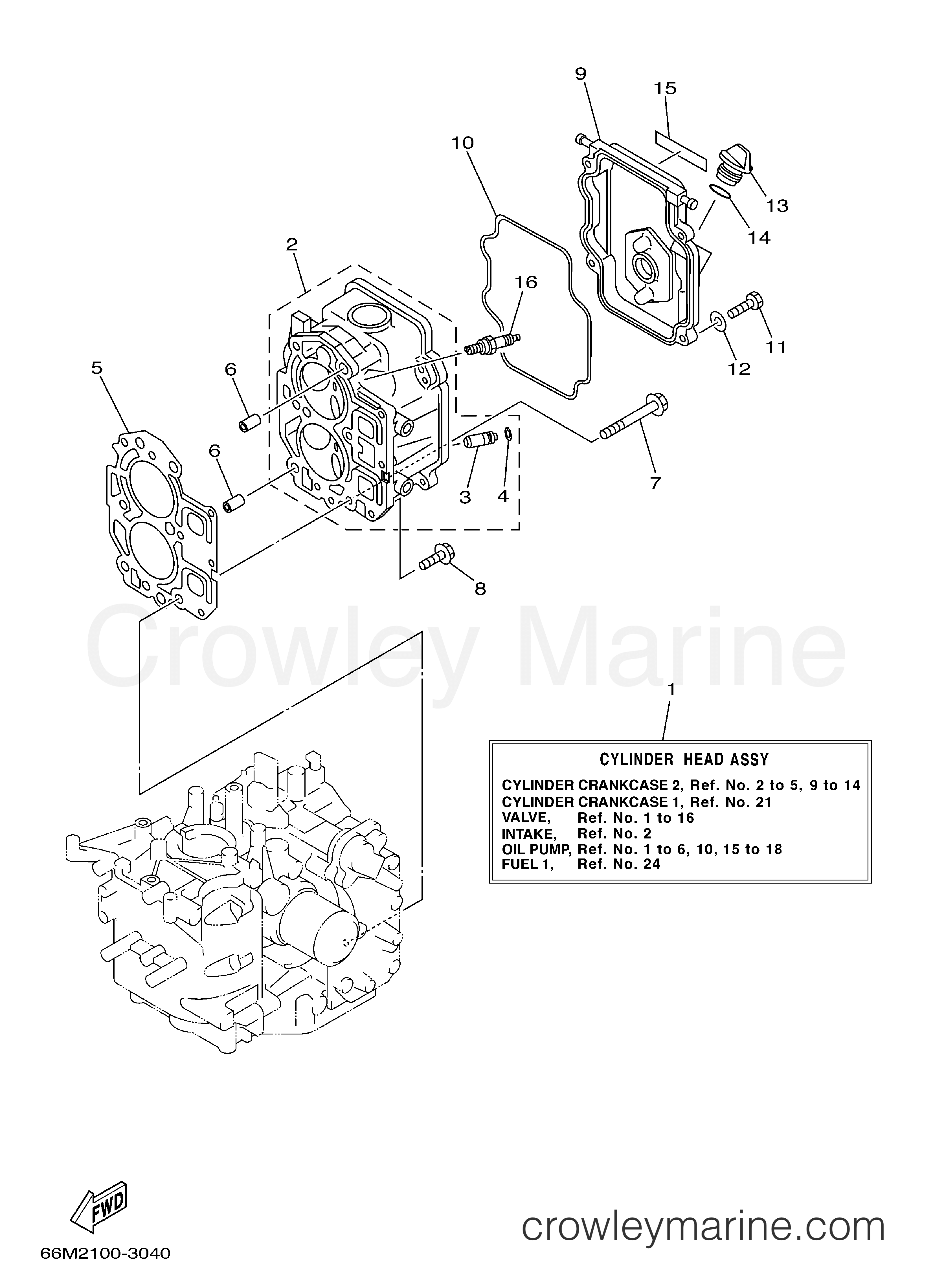 Yamaha Motors F15PLHC - CYLINDER CRANKCASE 2