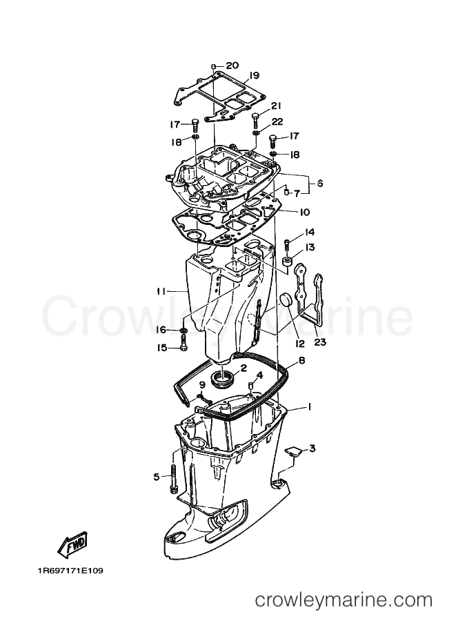 Yamaha Motors 55B (6970) [020] - UPPER CASING