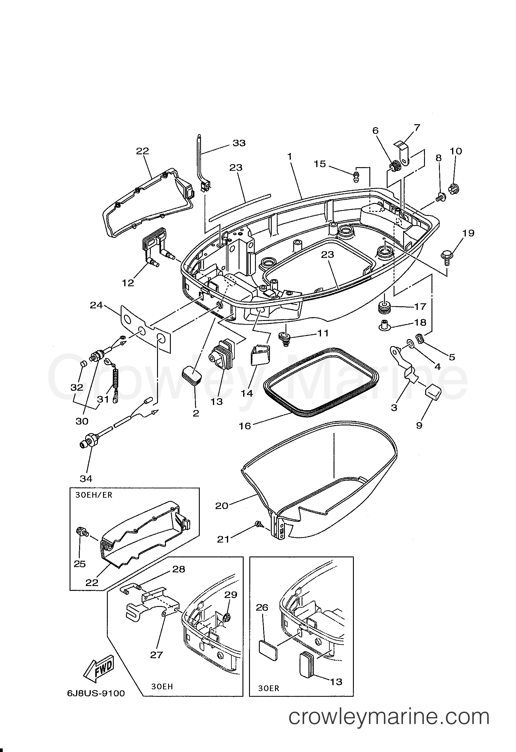 Yamaha Motors 30MLHY - BOTTOM COWLING