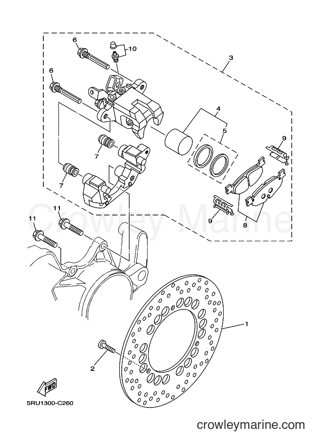 2005 Scooter YP400 - YP400 (5RU6) [010] - REAR BRAKE CALIPER