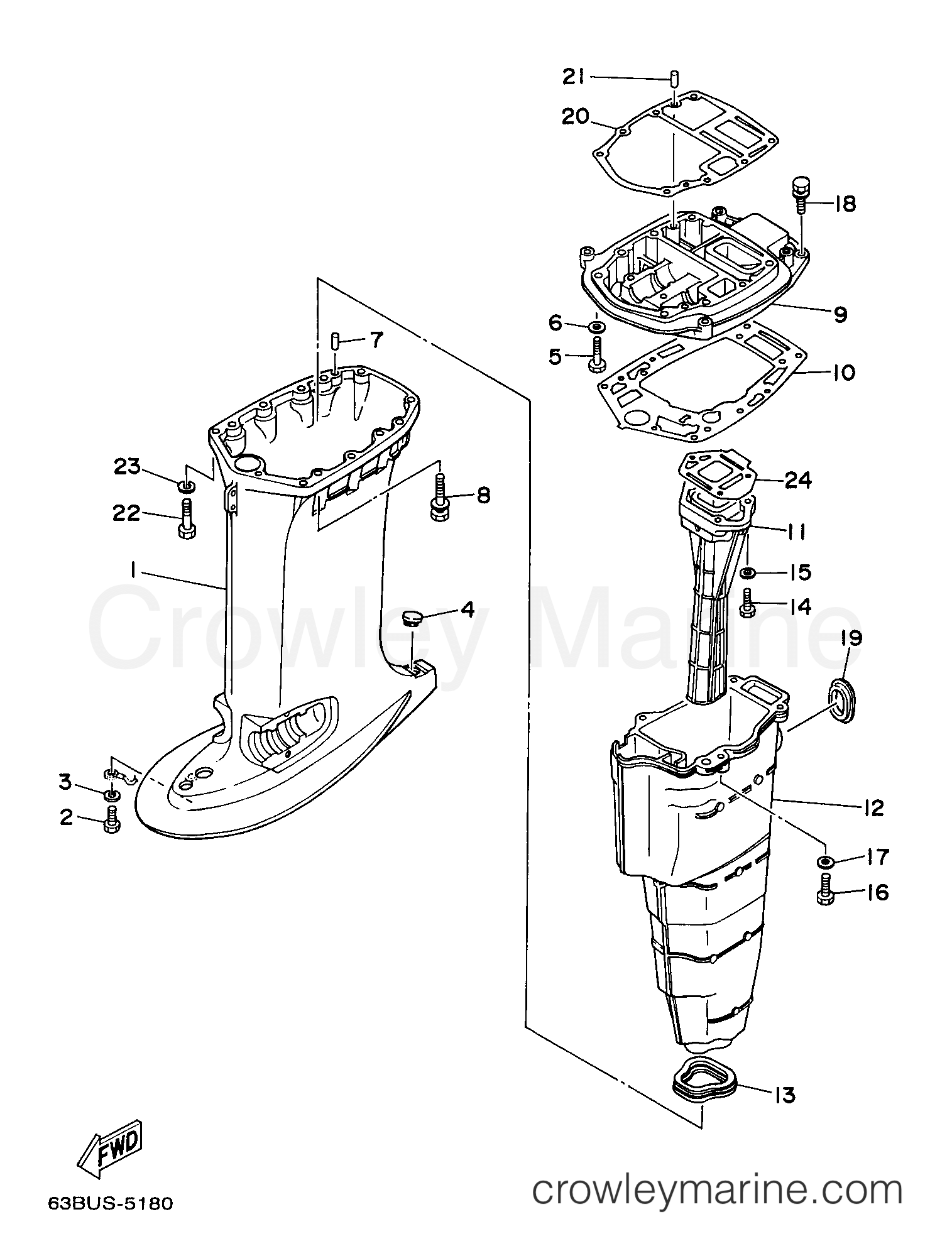 Yamaha Motors C40TLRW - UPPER CASING
