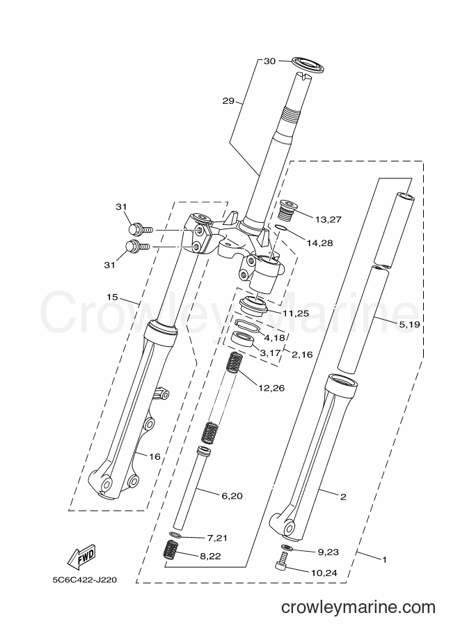 Yamaha Motors T110LSE (5C6H) [010] - FRONT FORK FOR DISK BRAKE
