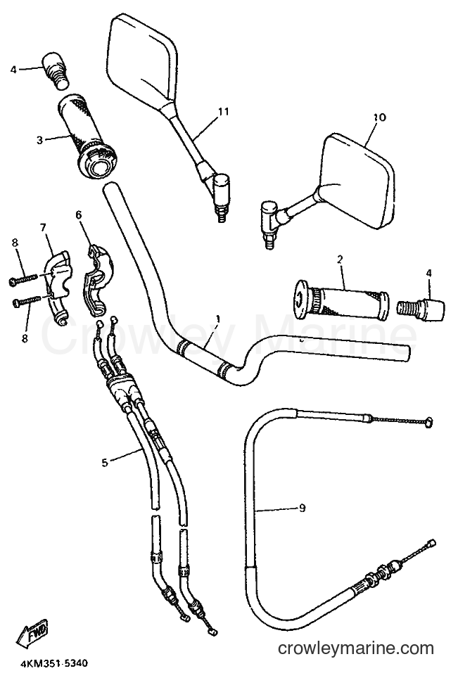 Yamaha Motors XJ900S (4PR1) [999] - STEERING HANDLE & CABLE