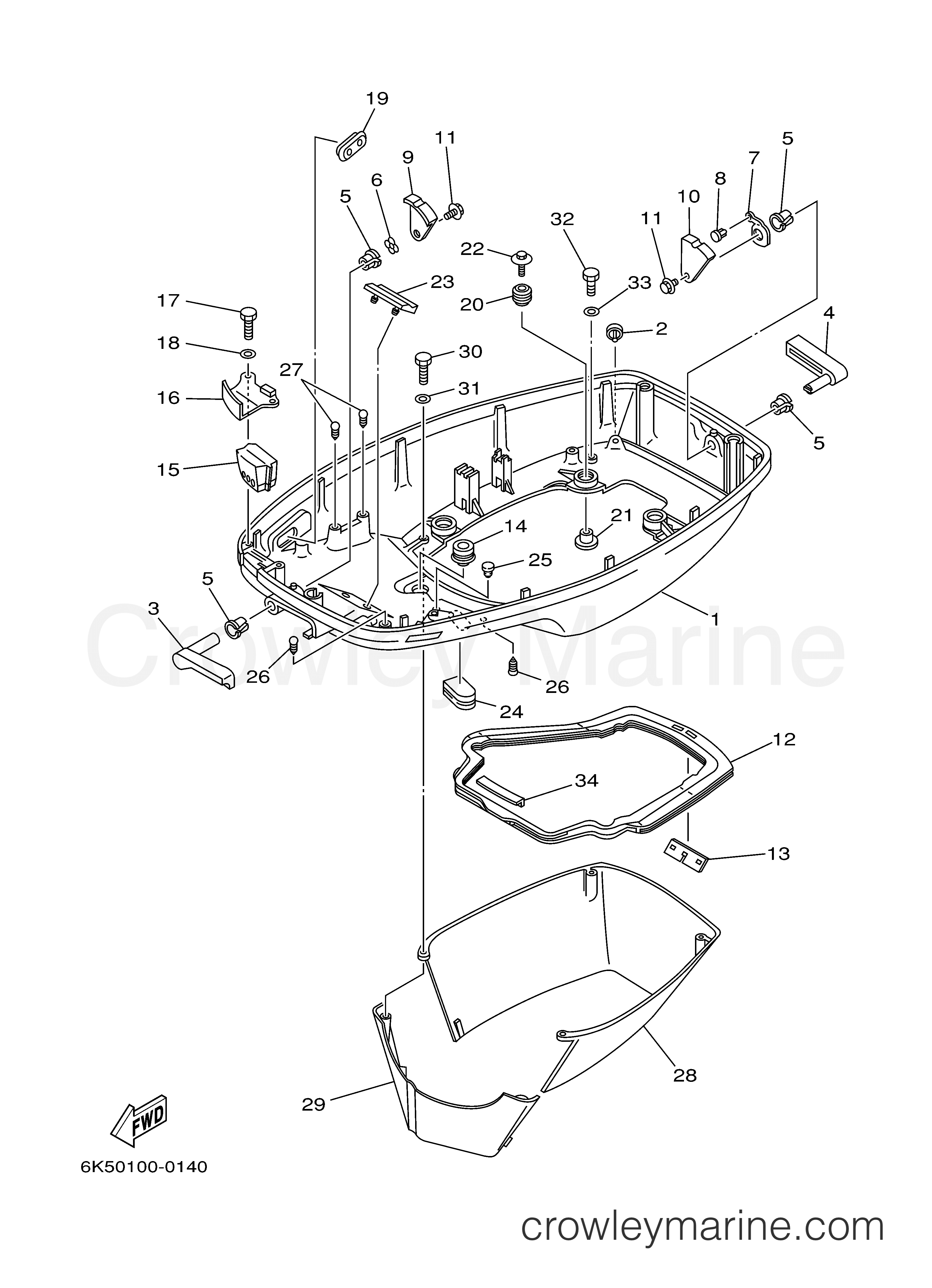 Yamaha Motors E60MLHY - BOTTOM COWLING