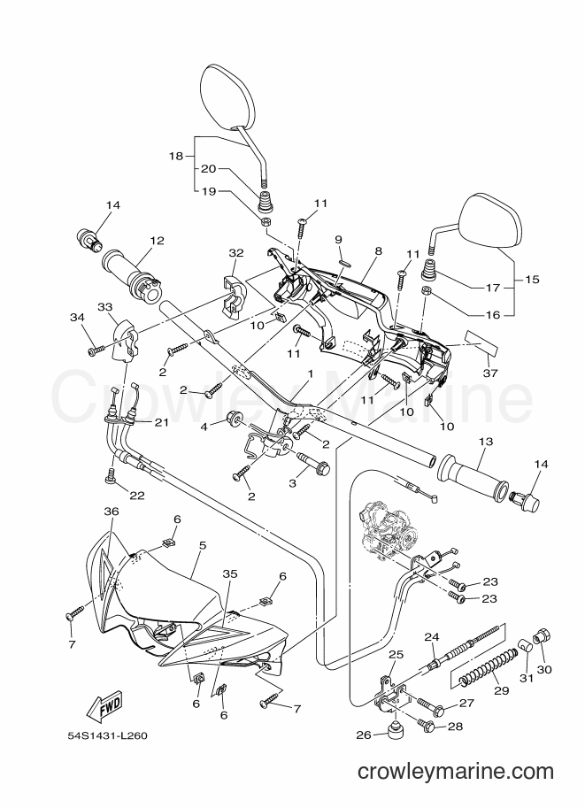 Yamaha Motors AL115FC (54S2) [010] - STEERING HANDLE & CABLE