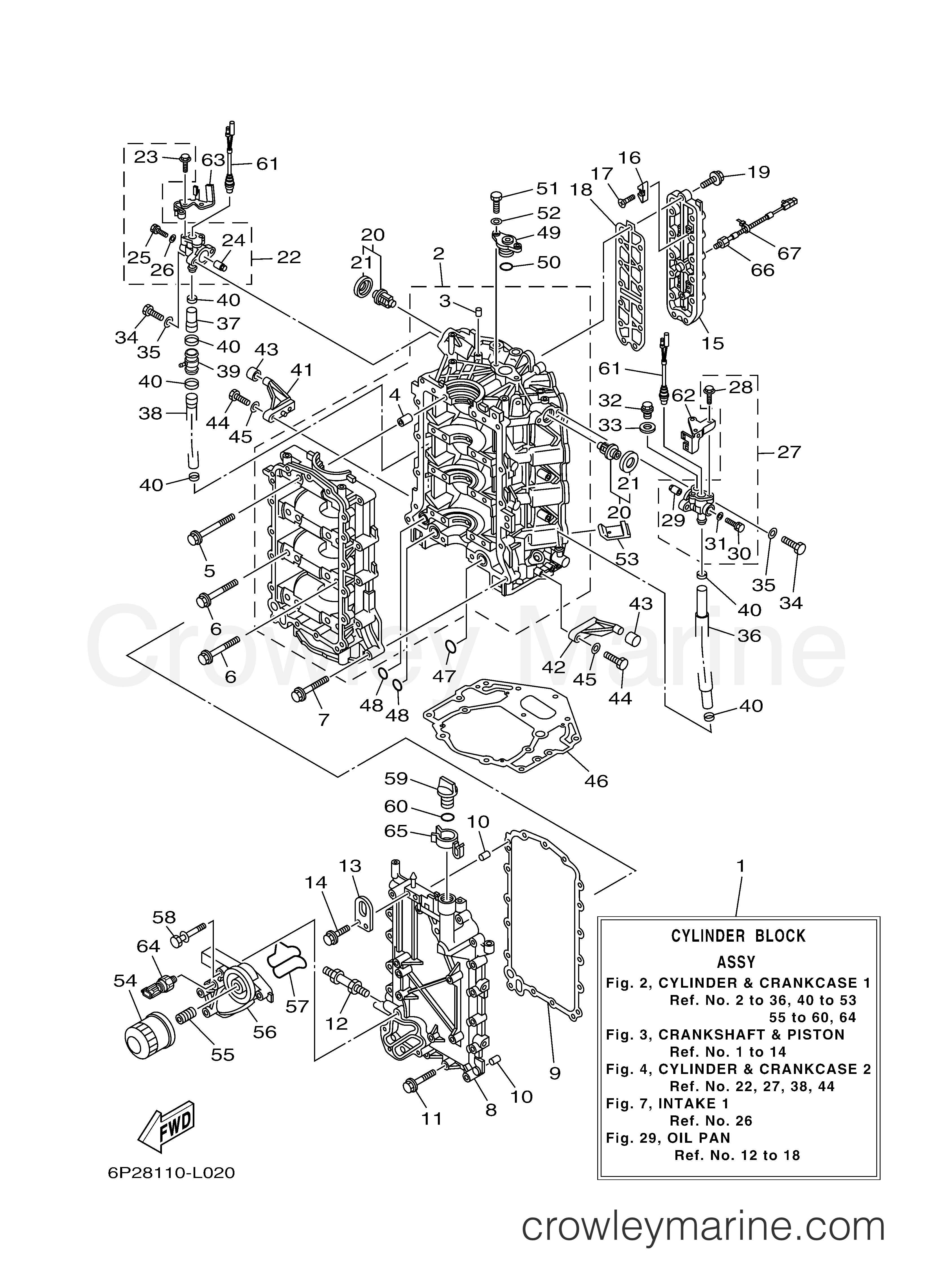 Yamaha Motors LF200XA - CYLINDER CRANKCASE 1