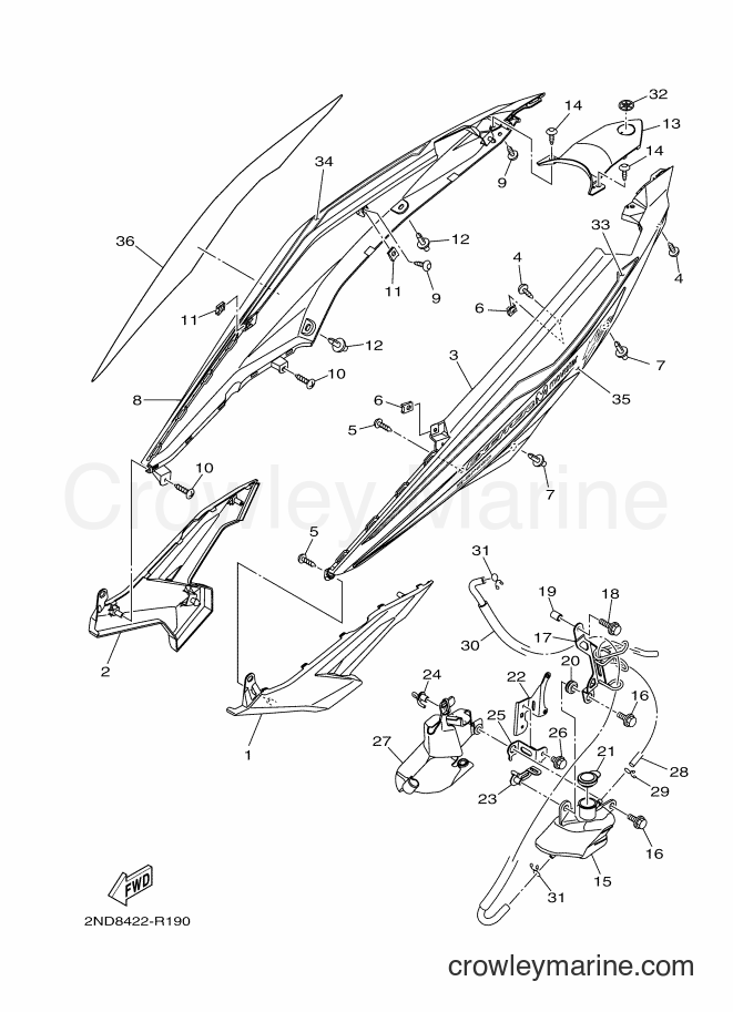 2016 Scooter T150 - T150 (2ND8) [990] - SIDE COVER