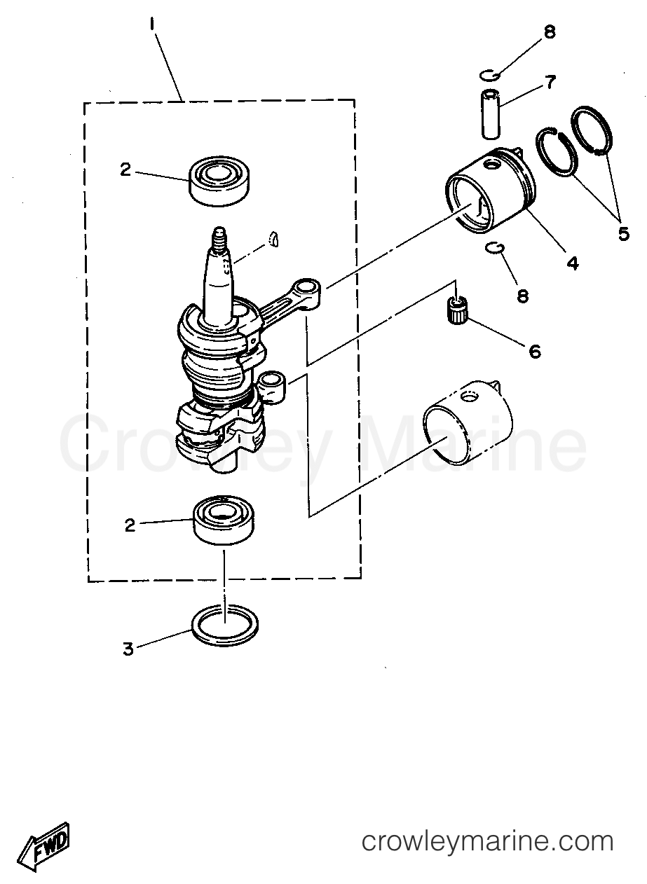Yamaha Motors 8MSHS - CRANKSHAFT PISTON
