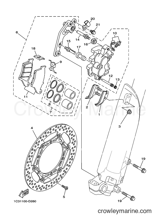 2007 Dirt Bike YZ250 - YZ250 (1P8A) [010] - FRONT BRAKE CALIPER