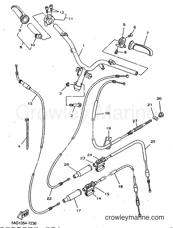 1999 Scooter YN50 - YN50 (5BW2) [010] - STEERING HANDLE & CABLE