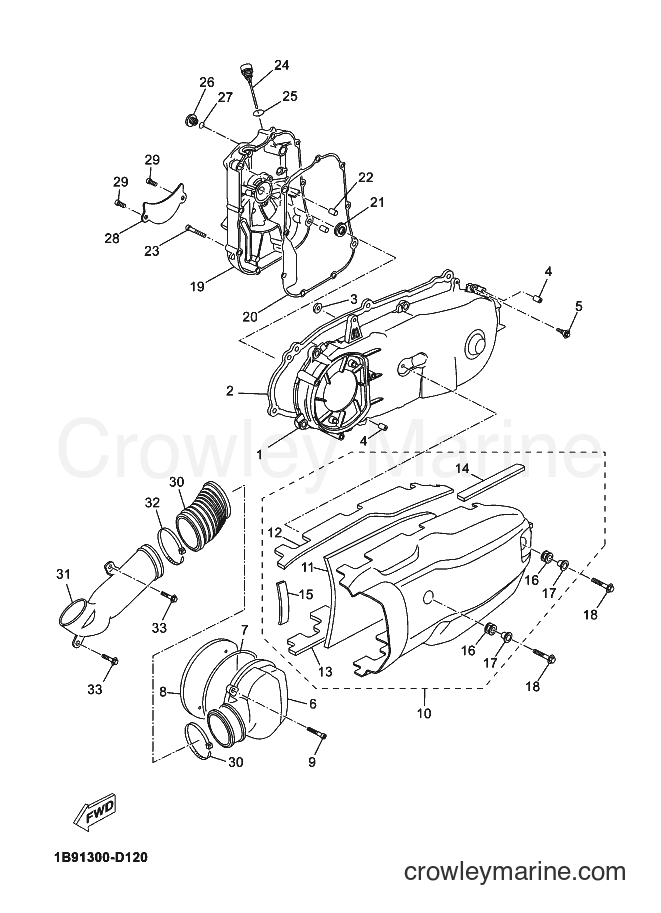 2007 Scooter YP125R - YP125R (1B93) [010] - CRANKCASE COVER 1