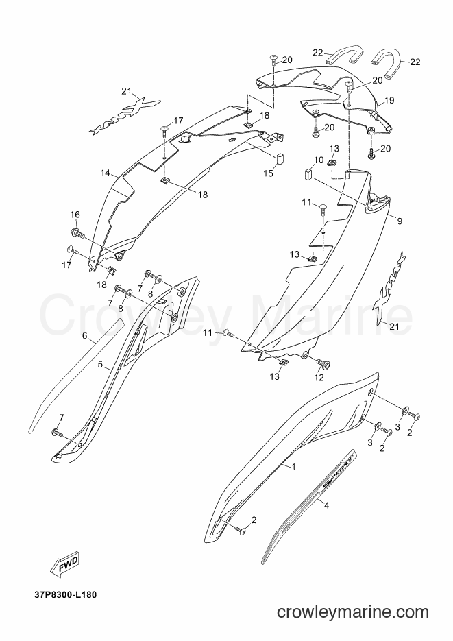 2012 Scooter YP250R - YP250R (37P8) [030] - SIDE COVER