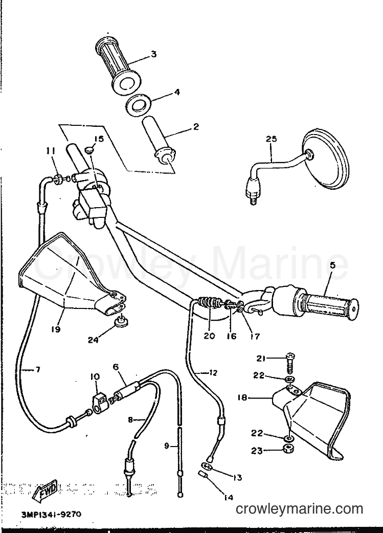 1989 Scooter DT50R - DT50R (3MS1) [999] - STEERING HANDLE & CABLE
