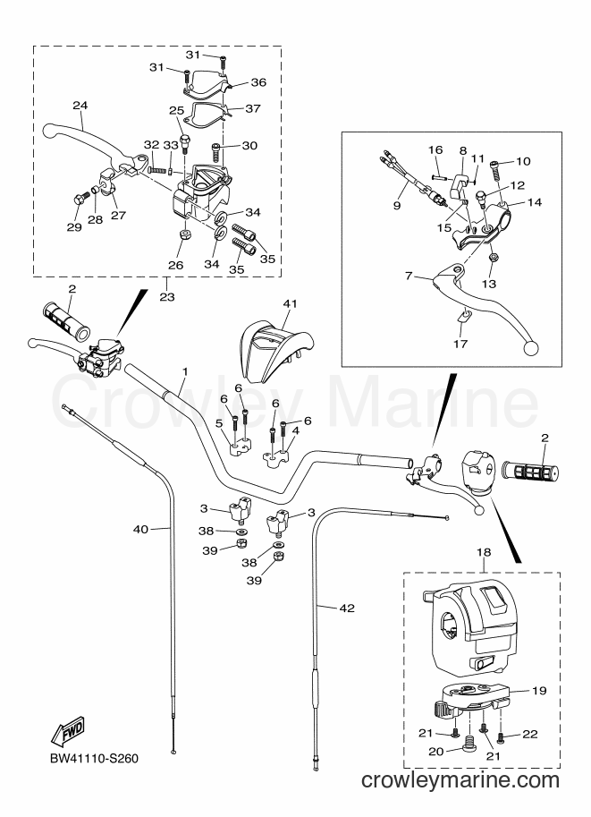 Yamaha Motors YFZ50 (BW42) [010] - STEERING HANDLE & CABLE