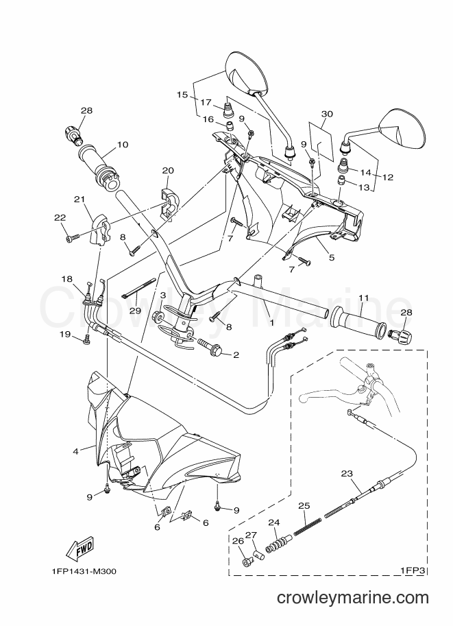 Yamaha Motors T115FL (1FP3) [010] - STEERING HANDLE & CABLE