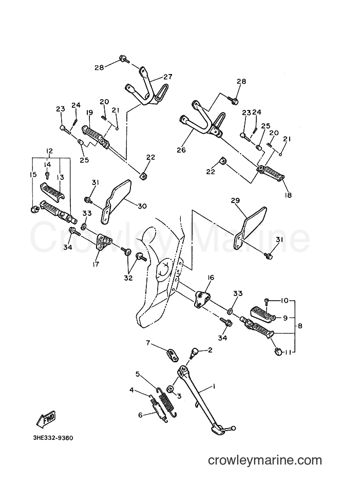Yamaha Motors FZR600 (3HHD) [010] - STAND & FOOTREST