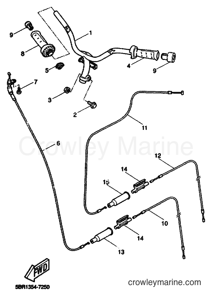 1998 Scooter YQ50 - YQ50 (5DP2) [999] - STEERING HANDLE & CABLE