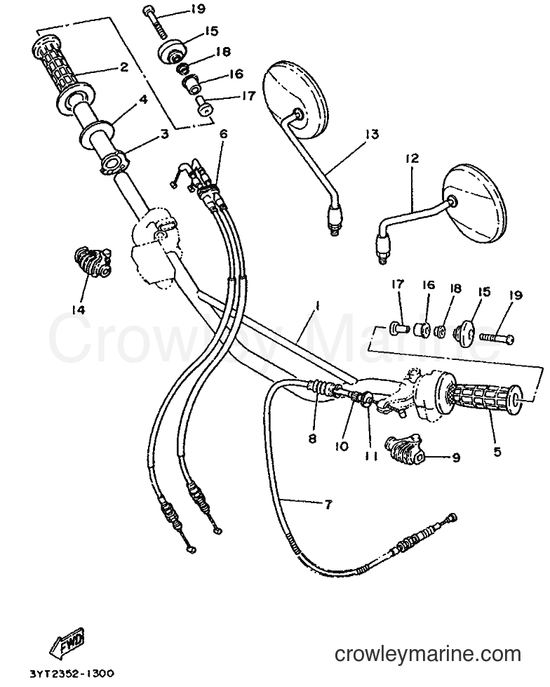 1991 Dirt Bike XT350 - XT350 (3YT1) [999] - STEERING HANDLE & CABLE