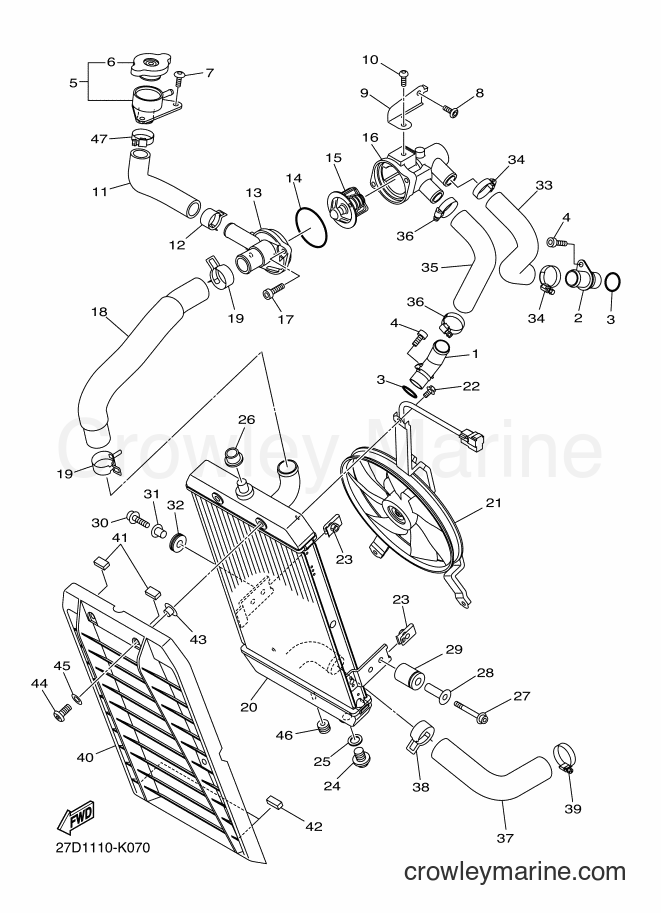 Yamaha Motors XVS13CB (27D6) [010] - RADIATOR & HOSE