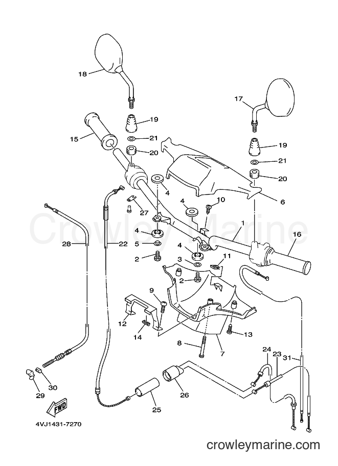 2001 Street Bike V100 - V100 (4VJ3) [010] - STEERING HANDLE & CABLE