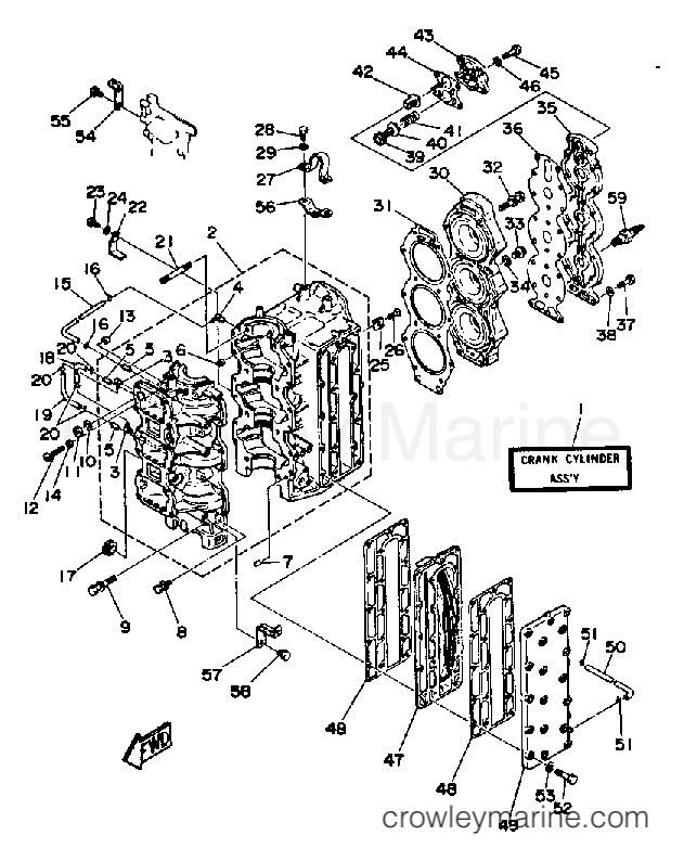Yamaha Motors 90ETLF - CRANKCASE CYLINDER