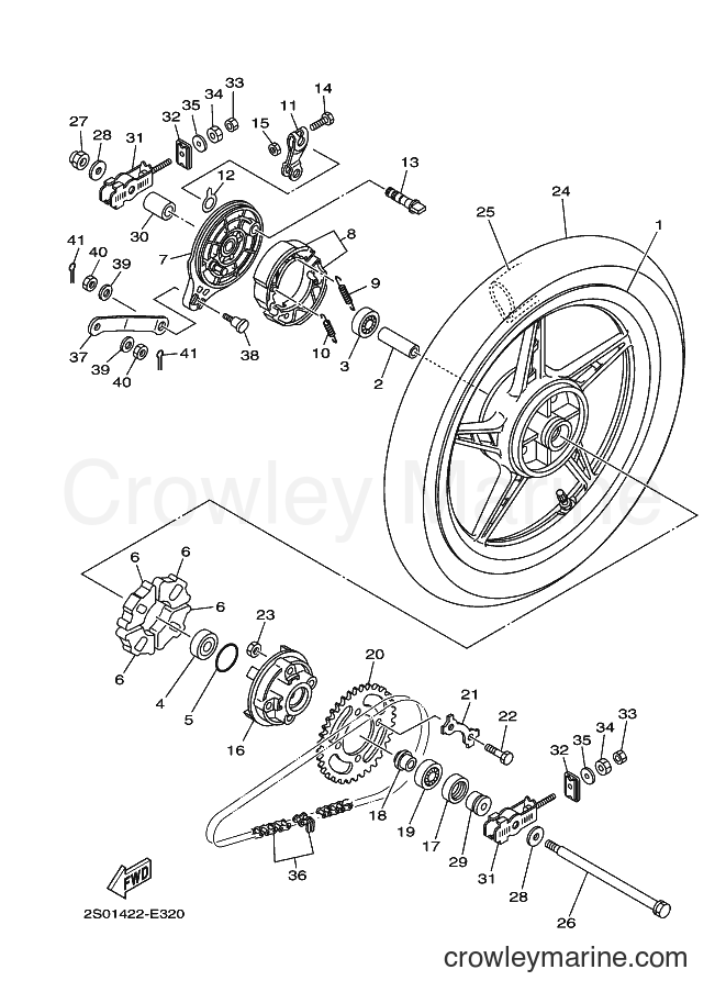 2007 Scooter T110SE - T110SE (5B92) [010] - REAR WHEEL FOR CAST WHEEL