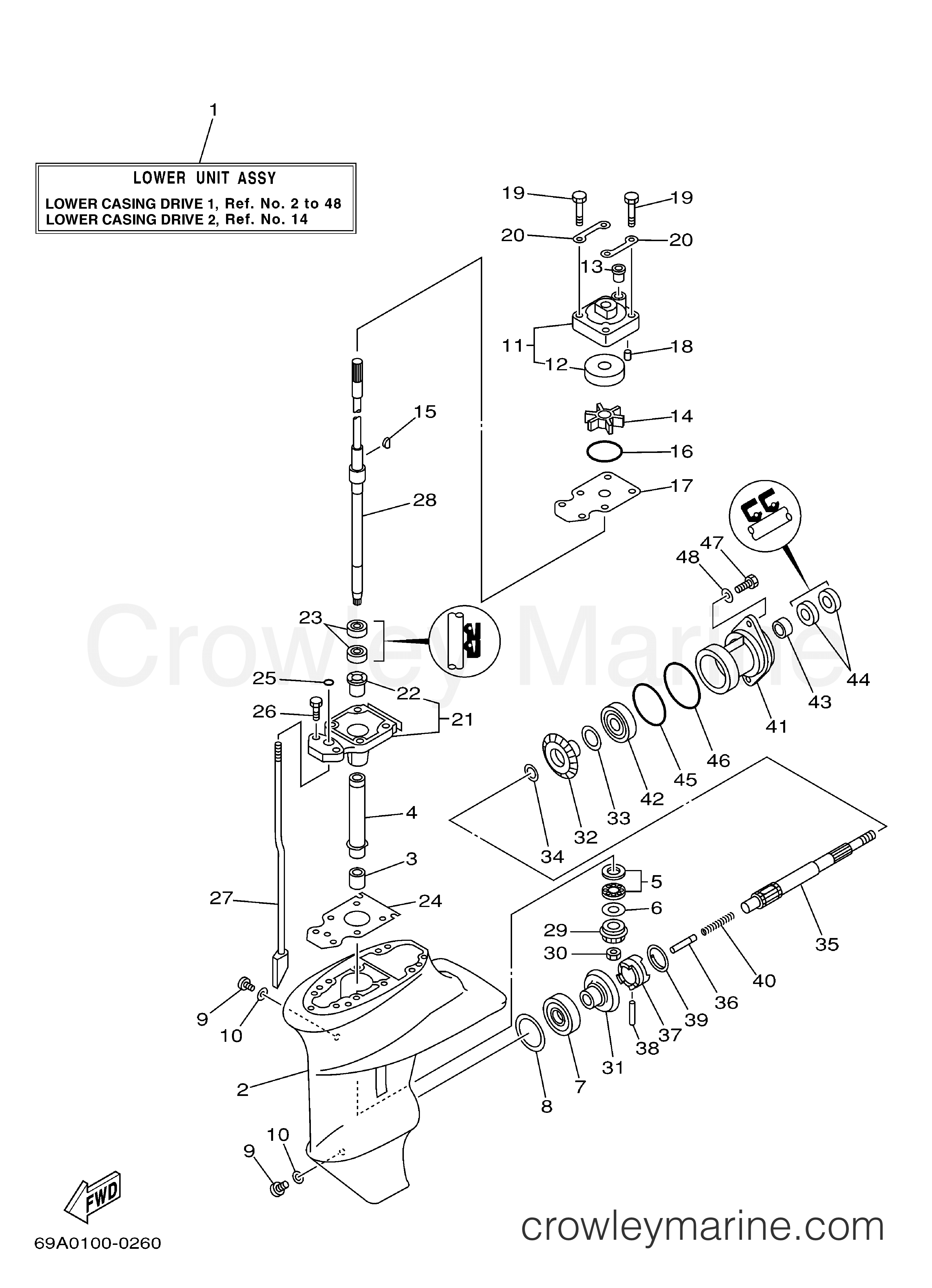 Yamaha Motors F15PLHC - LOWER CASING DRIVE 1