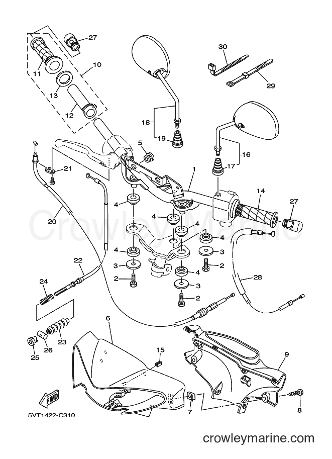 2004 Scooter T110SE - T110SE (5VT6) [010] - STEERING CABLE FOR DRUM BRAKE