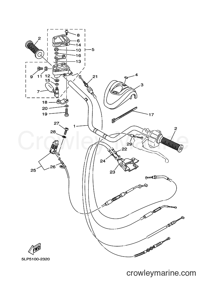 Yamaha Motors YFM660R (5LPG) [010] - STEERING HANDLE & CABLE
