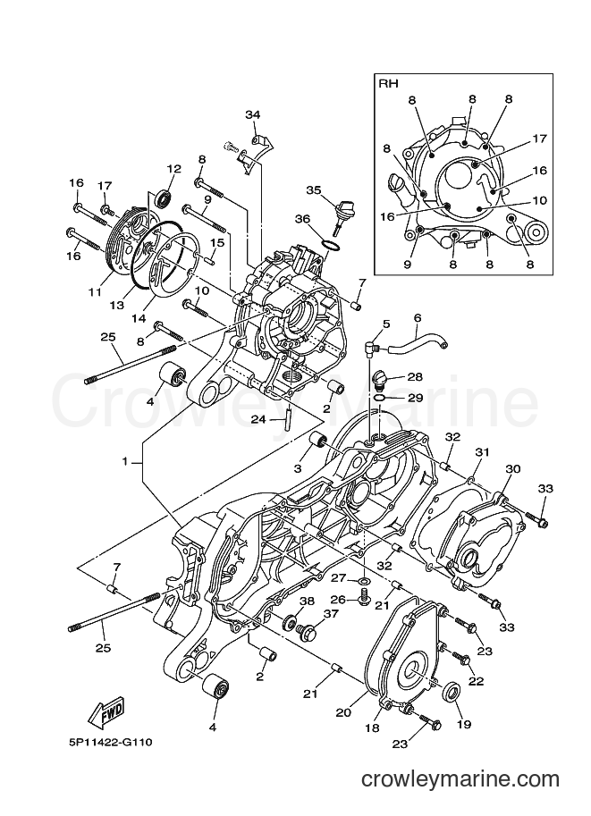 2008 Scooter AT135 - AT135 (5P11) [010] - CRANKCASE