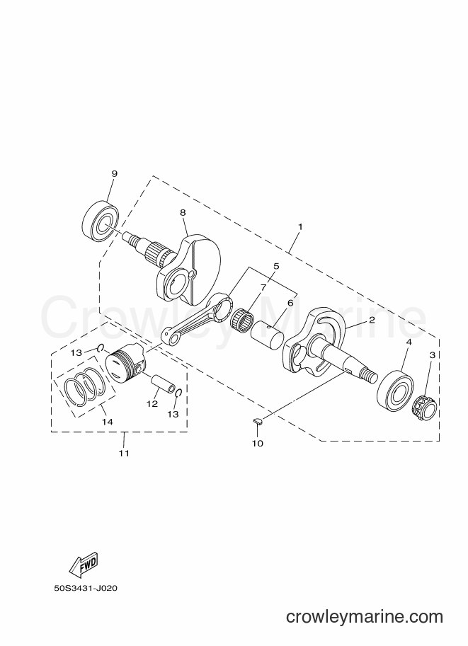 2012 Scooter T110LS - T110LS (50S5) [010] - CRANKSHAFT & PISTON